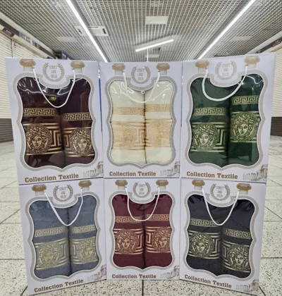 Комплект из двух полотенец в коробке. 2шт Для баня и лицо Цена за набор